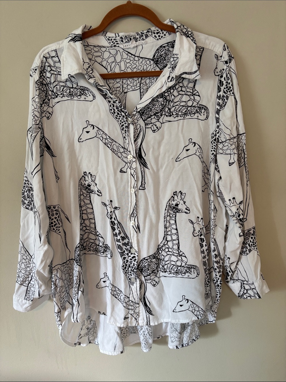 Jane Delancey Giraffe Print Button Down Shirt Blouse Plus Size XL/1X